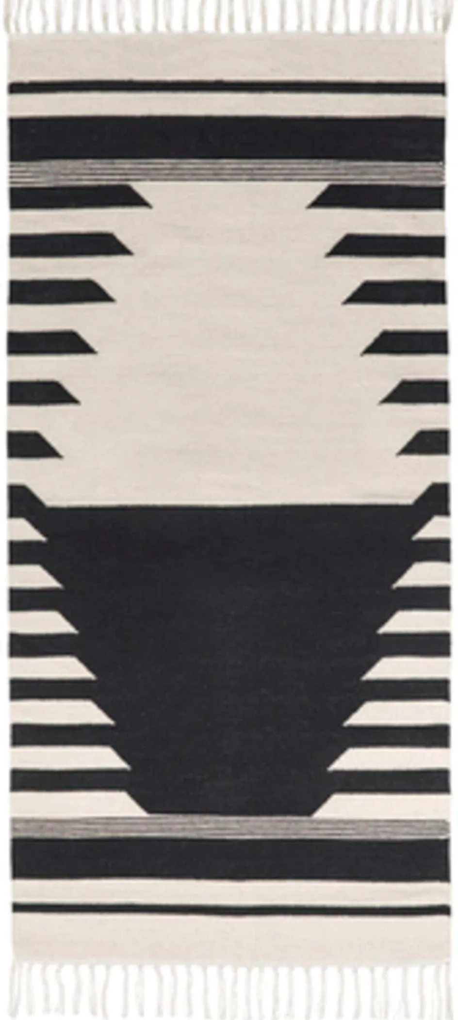 Clearance Broste Copenhagen Iselin Gulvtæppe 70x140 cm, Black/Off White