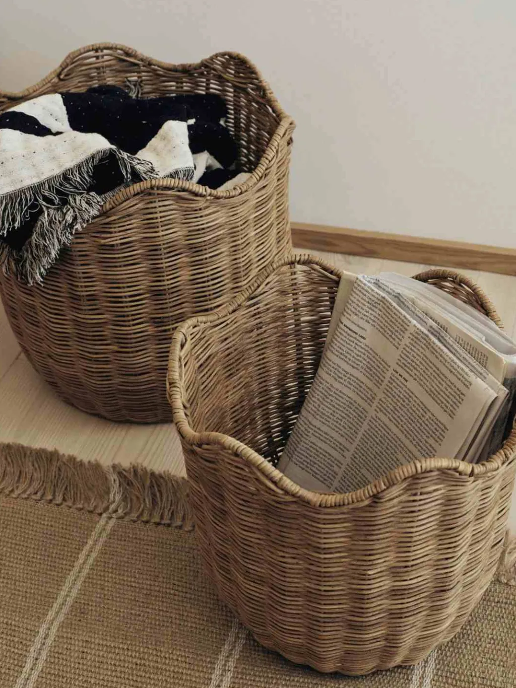 New Lola Opbevaringskurv 2 stk, Rattan Kurve Og Kasser