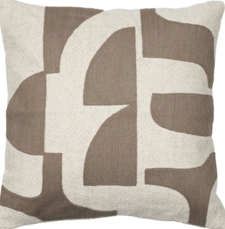 Online Broste Copenhagen Mundo Pudebetræk 50x50 cm, Kangaroo Brown/Light Beige
