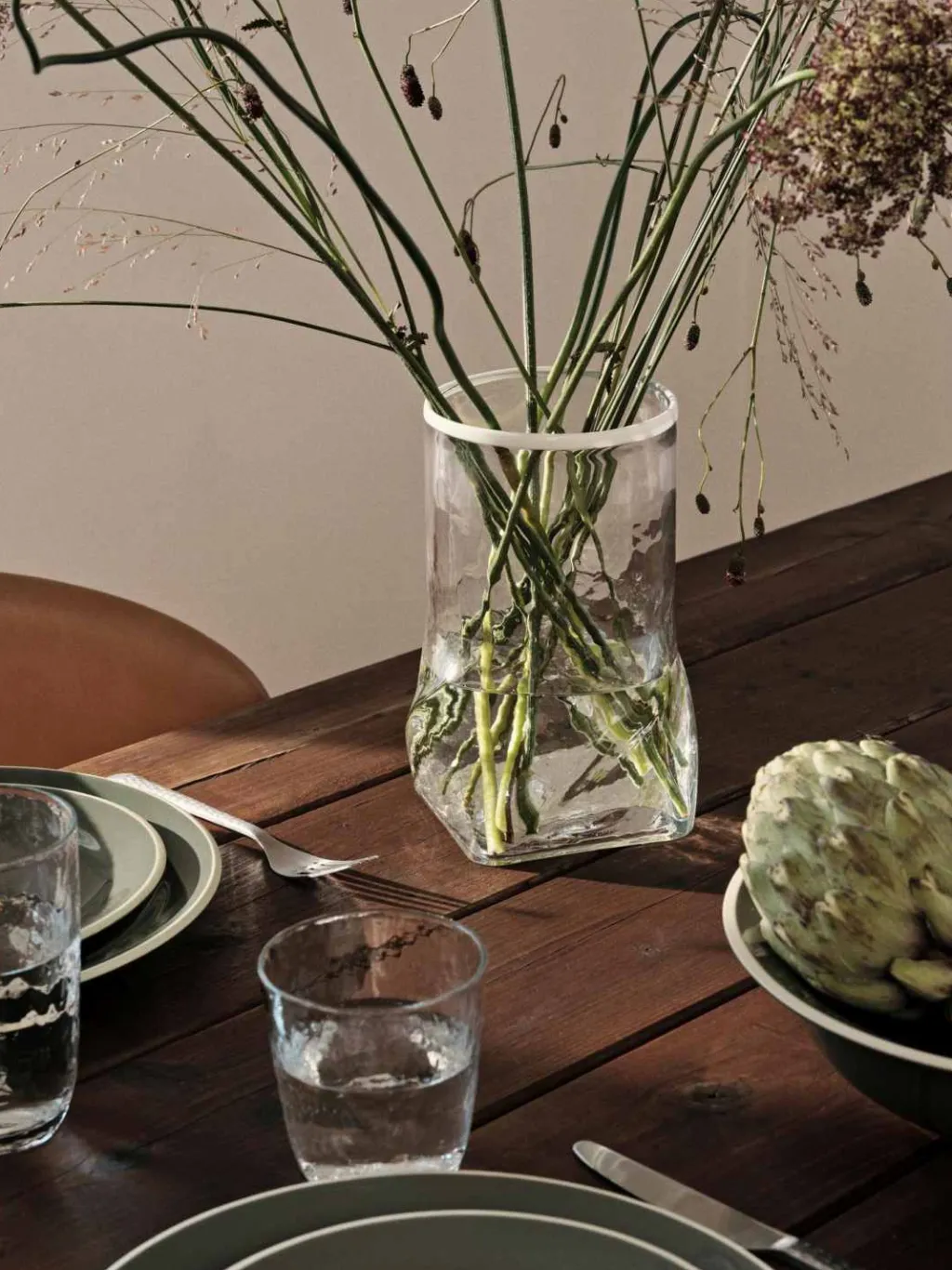 Broste Copenhagen Stue|Vaser > Ellen Vase H22 cm, Klar/Hvid