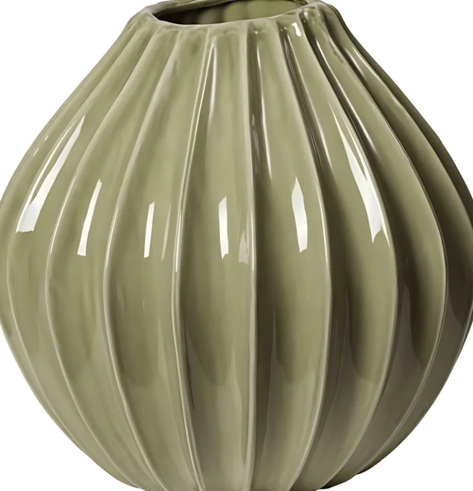 Clearance Broste Copenhagen Wide Vase H, Grøn