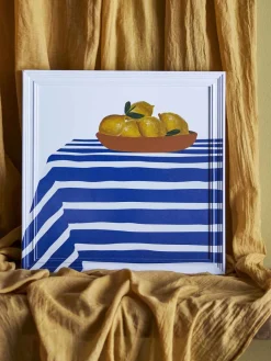 Hot Creative Collection Limone Illustration m. Ramme 40x40 cm, Fyrretræ Vægdekorationer Og Plakater