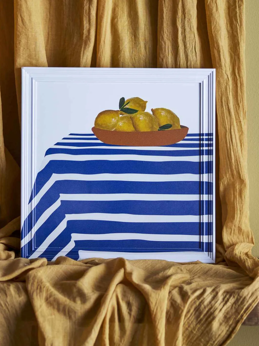 Hot Creative Collection Limone Illustration m. Ramme 40x40 cm, Fyrretræ Vægdekorationer Og Plakater