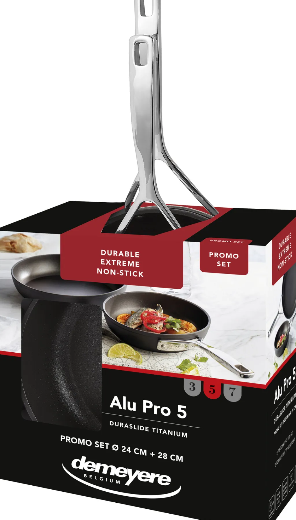 Clearance Alu Pro 5 Stegepandesæt m. Slip-let Belægning 2 stk Pander