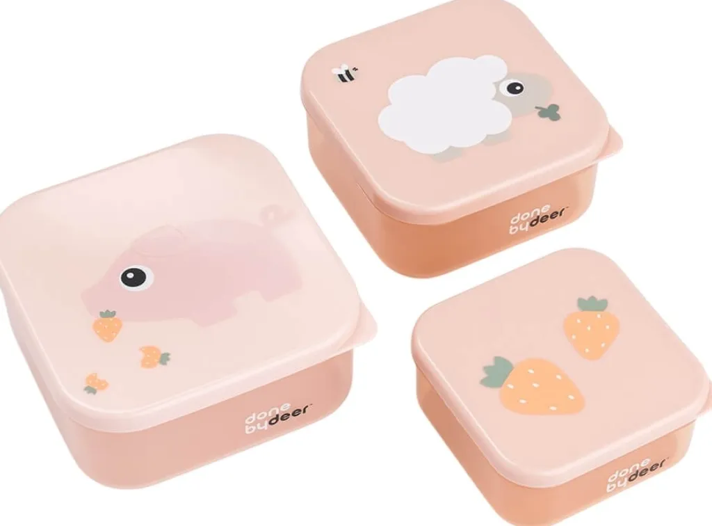 Outlet Tiny Farm Snackbokssæt 3 Dele, Børn Madkasser Til Børn