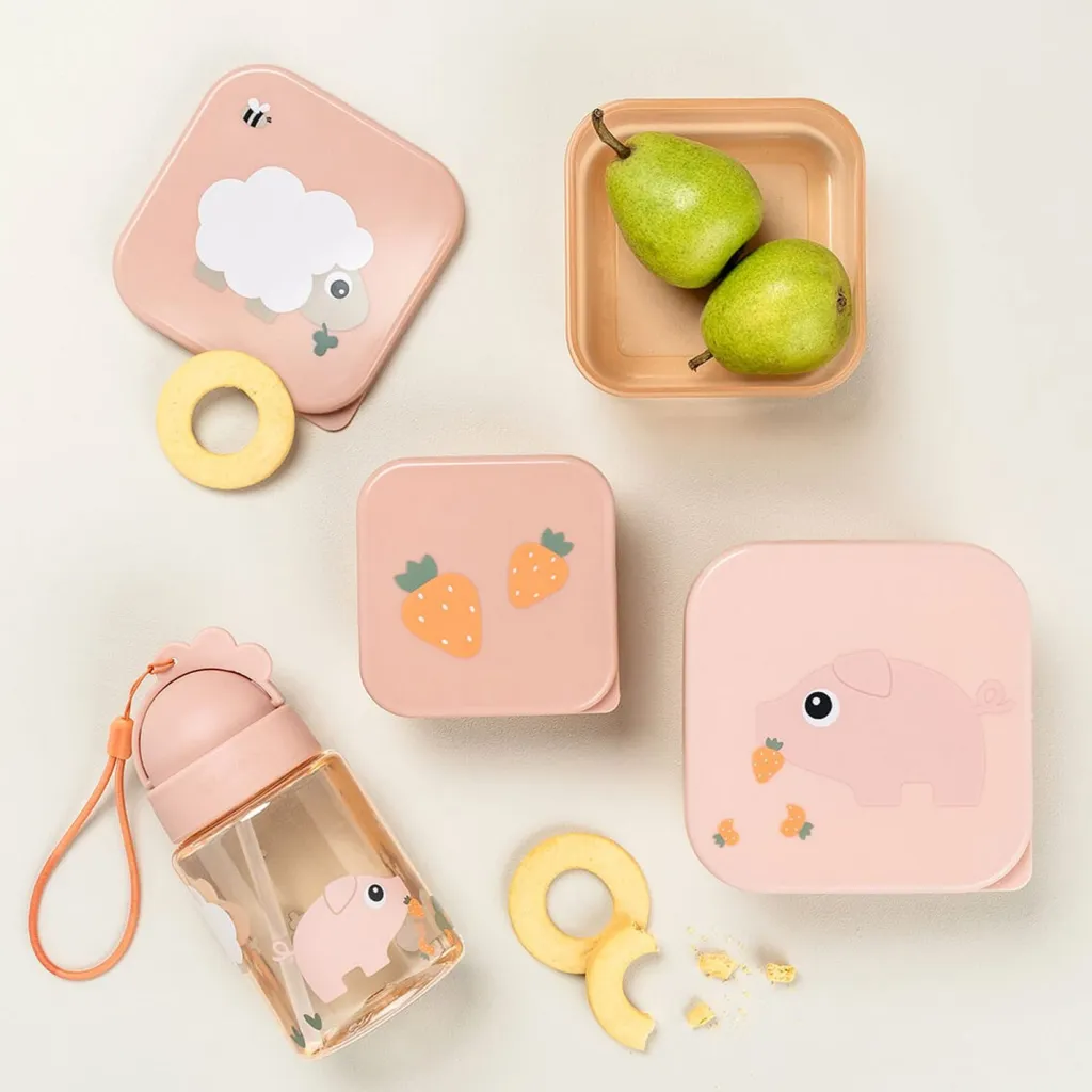 Outlet Tiny Farm Snackbokssæt 3 Dele, Børn Madkasser Til Børn