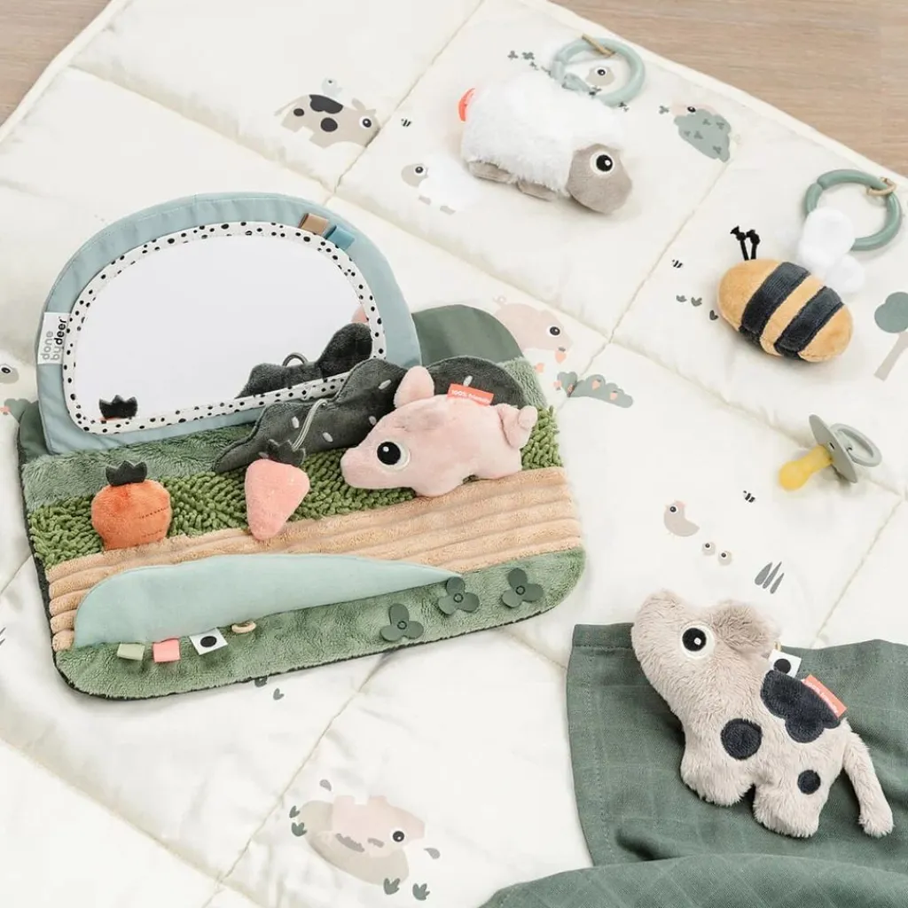 Outlet Tiny Farm Tummy Time Sensorisk Spejl 33x19 cm, Grøn Børn Baby- Og Småbørnslegetøj