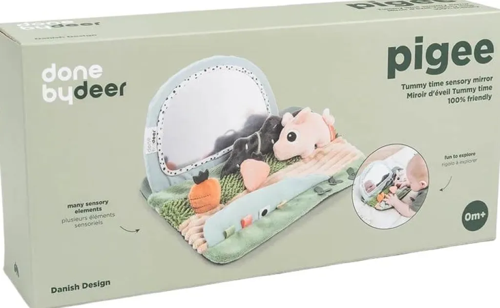 Outlet Tiny Farm Tummy Time Sensorisk Spejl 33x19 cm, Grøn Børn Baby- Og Småbørnslegetøj