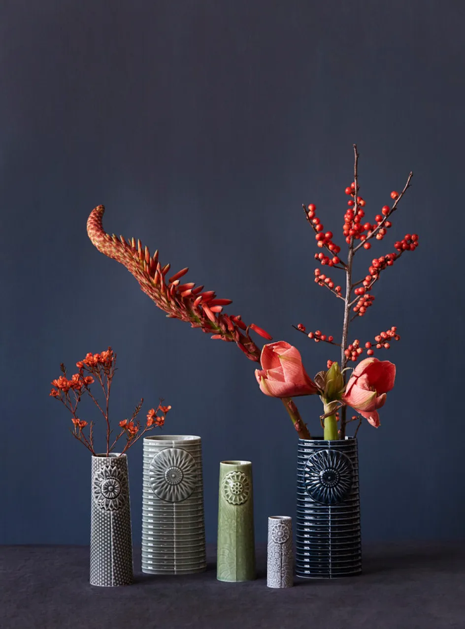 Best Dottir Nordic Design Pipanella Flower Vase H9 cm, Blå/Grå