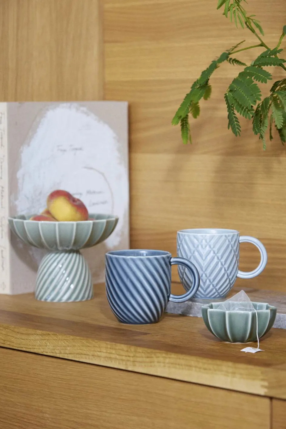 Hot Dottir Nordic Design Samsurium Art Deco Krus 32 cl, Blå/Grå
