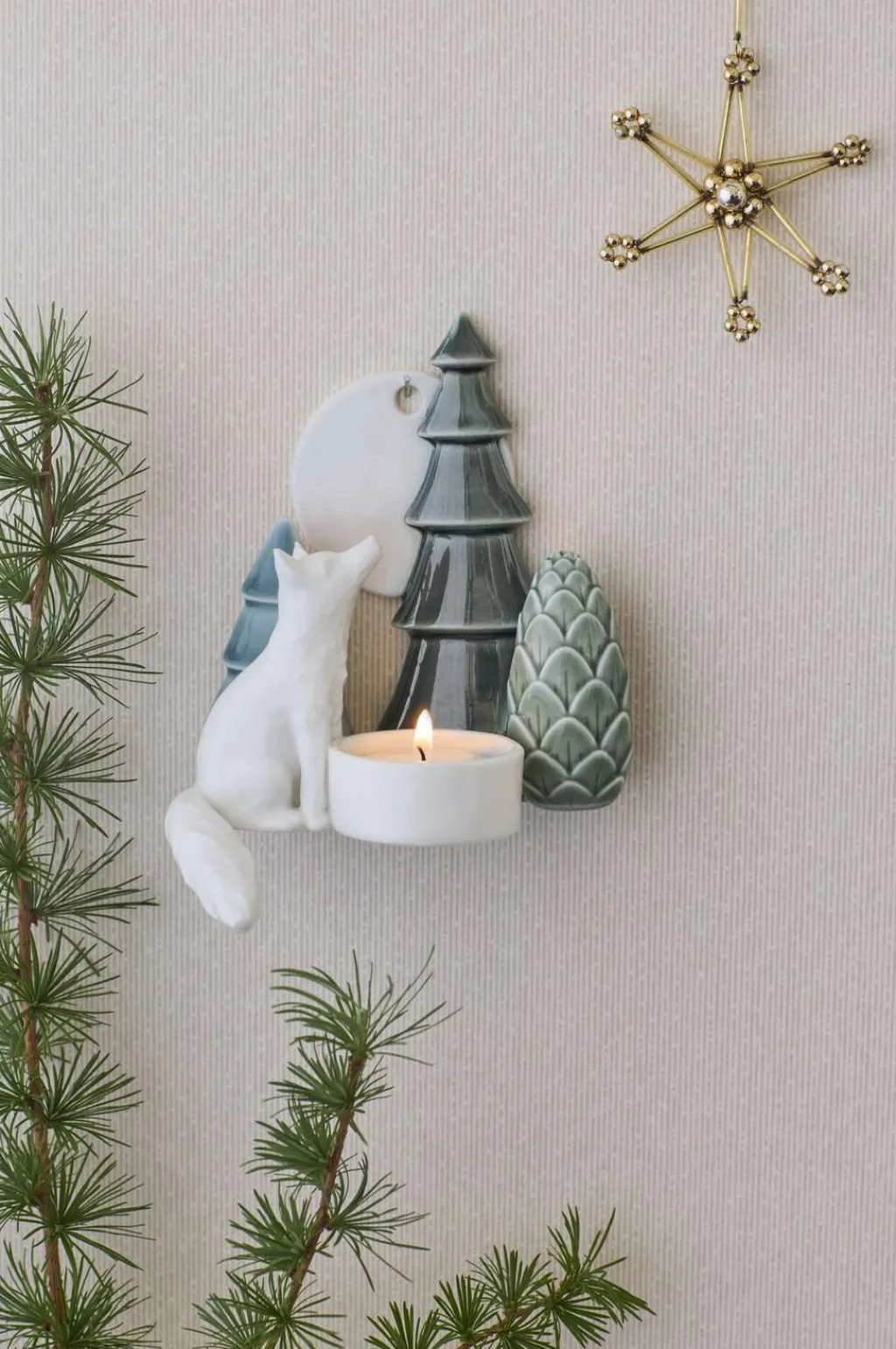 Discount Nordic Design Winter Stories Væghængt Fyrfadsstage H13 cm, Ræv Julelys|Fyrfadsstager