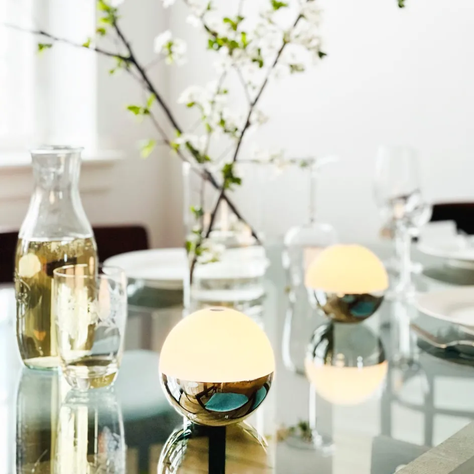 Dyberg Larsen Alba Trådløs Bordlampe LED 2 stk. H11 cm, Krom
