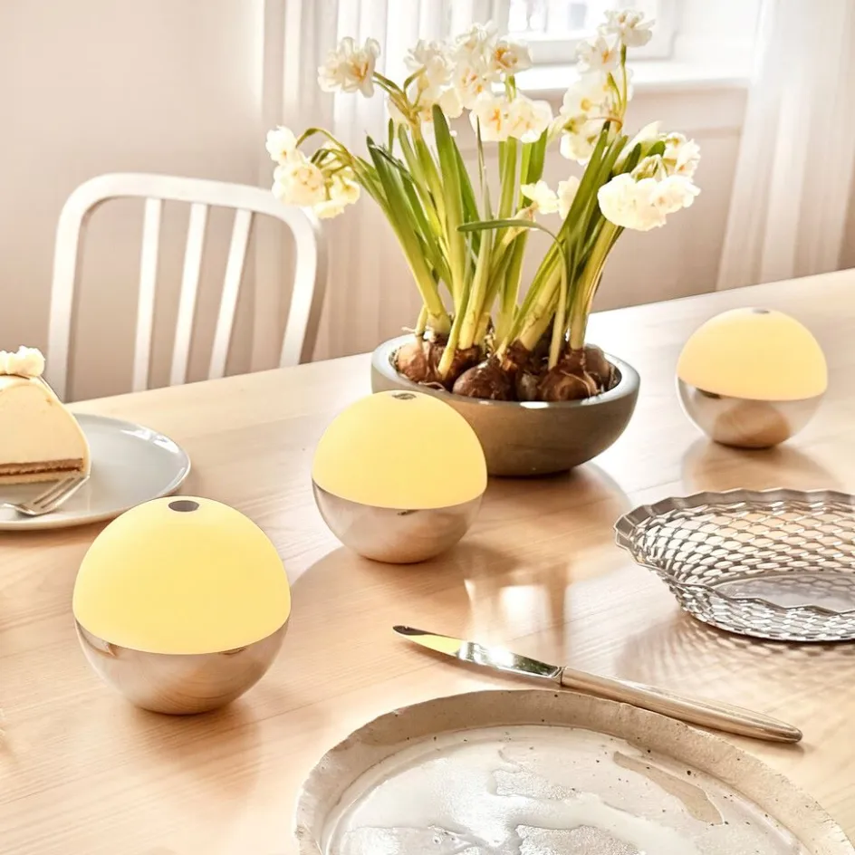 Dyberg Larsen Alba Trådløs Bordlampe LED 2 stk. H11 cm, Krom