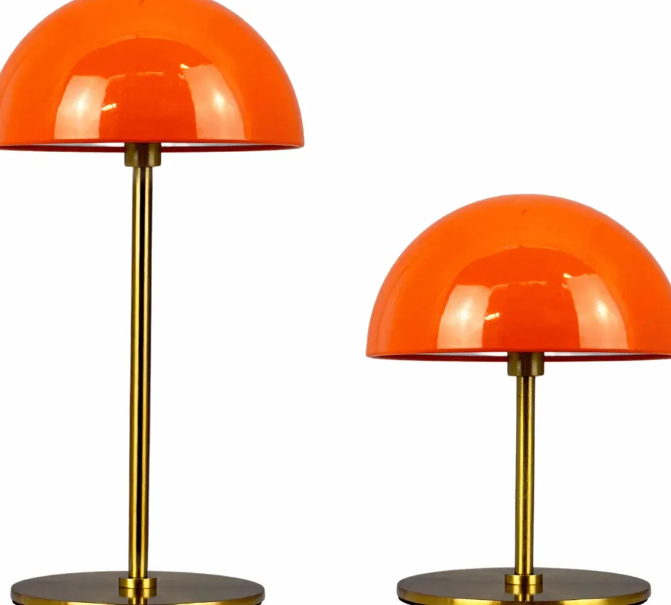Outlet Dyberg Larsen Along Trådløs Minibordlampe LED 2 stk, Orange/Messing