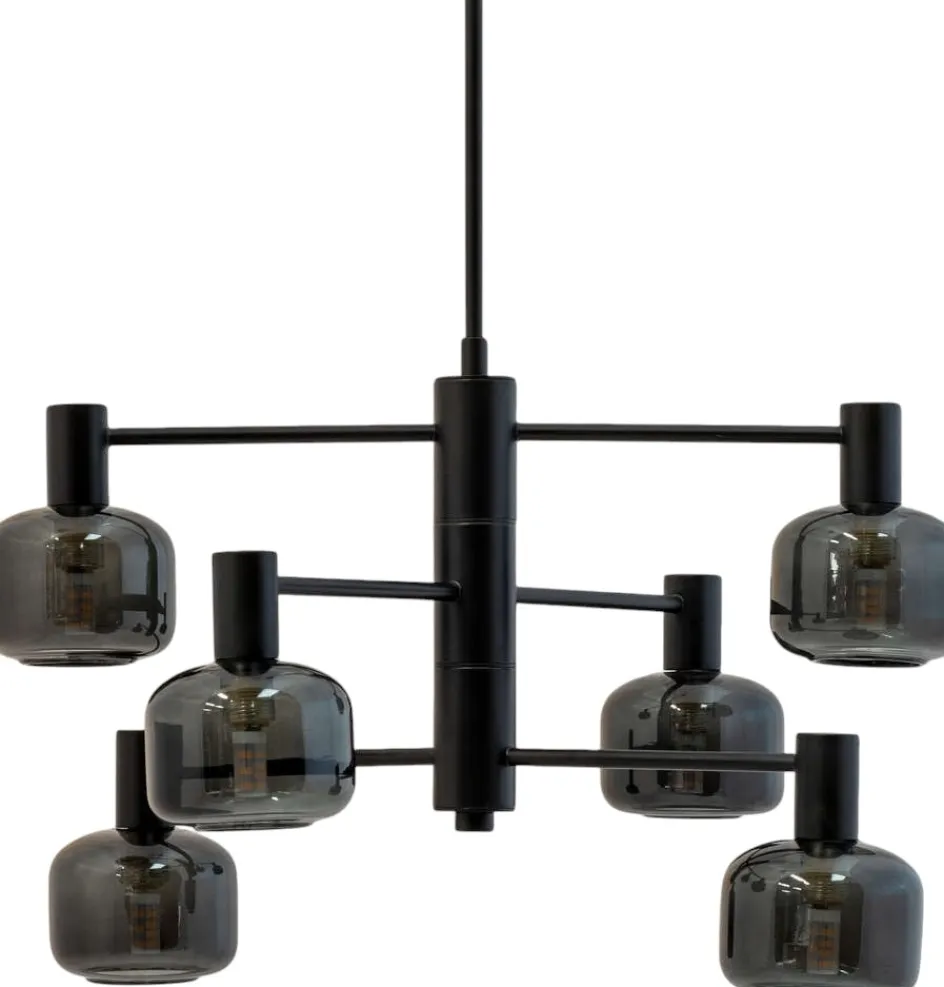 Clearance Dyberg Larsen Arp Lysekrone 6 Kupler Ø50 cm, Sort/Smoke
