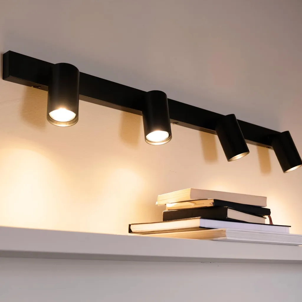 New Modern Skinne m. 4 Spots 10,5 cm, Sort Lamper Til Kontoret|Lamper Til Soveværelset