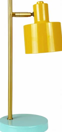 Dyberg Larsen Ocean Trådløs Bordlampe Mini LED H28 cm, Karry/Messing/Turkis