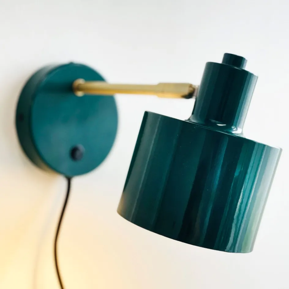 Clearance Dyberg Larsen Ocean Væglampe 30 cm, Mørkegrøn/messing