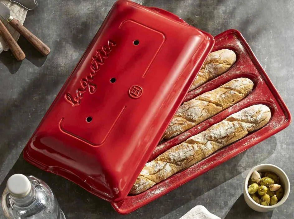 Discount Emile Henry Brødform til Baguette 23x39,5 cm, Rød