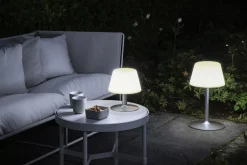 Online SunLight Loungelampe H, Hvid/Stål Lamper Til Haven Og Terrassen|Solcellelamper
