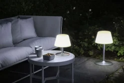 New SunLight Loungelampe H, Hvid/Stål Udendørs Bordlamper|Lamper Til Haven Og Terrassen