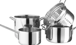 Stainless Steel Grydesæt & Pastaindsats 4 Dele, Recycled Stål Gryder Og Kasseroller