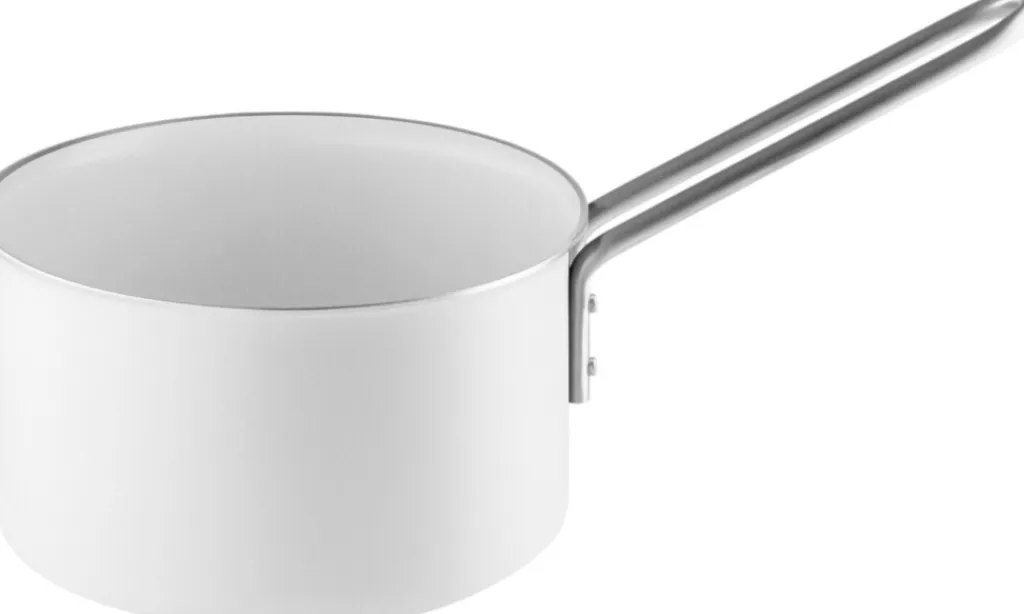 Clearance White Line Kasserolle m. Keramisk Slip-Let Belægning 16 cm/1,8 L, Hvid Recycled Stål Gryder Og Kasseroller