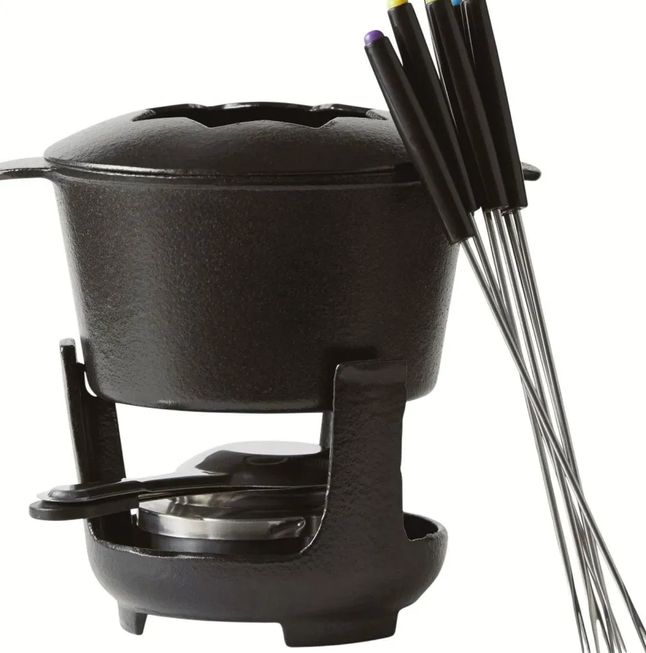 Hot Funktion Fonduesæt m. Gafler 10 Dele, Støbejern