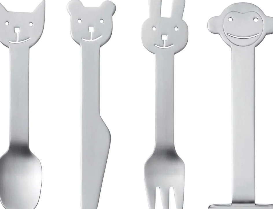 Hot Gense Animal Friends Børnebestik 4 Dele, Mat Stål