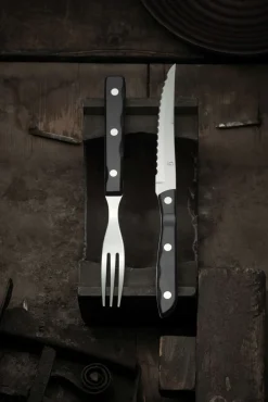 New Old Farmer Black Steakbestik , Sort/Stål Steakbestik|Bestiksæt