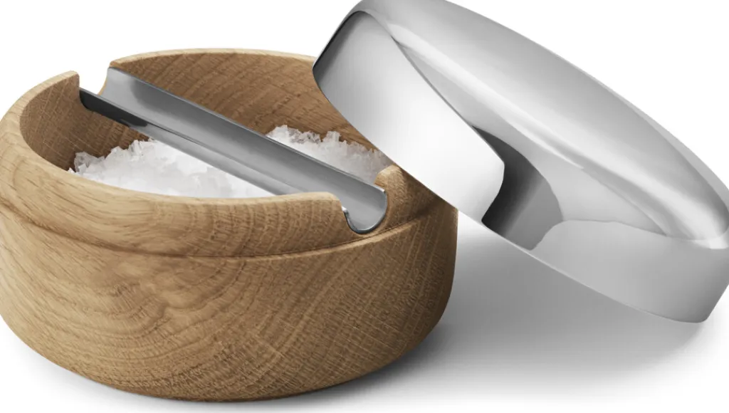 Georg Jensen Salt Og Peber|Salt Og Peber > Alfredo Saltkar, Blankt Stål/Eg