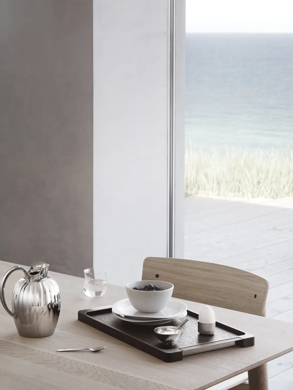 Georg Jensen Salt Og Peber|Salt Og Peber > Bernadotte Saltkar m. Ske Ø7,4 cm, Blankt Stål
