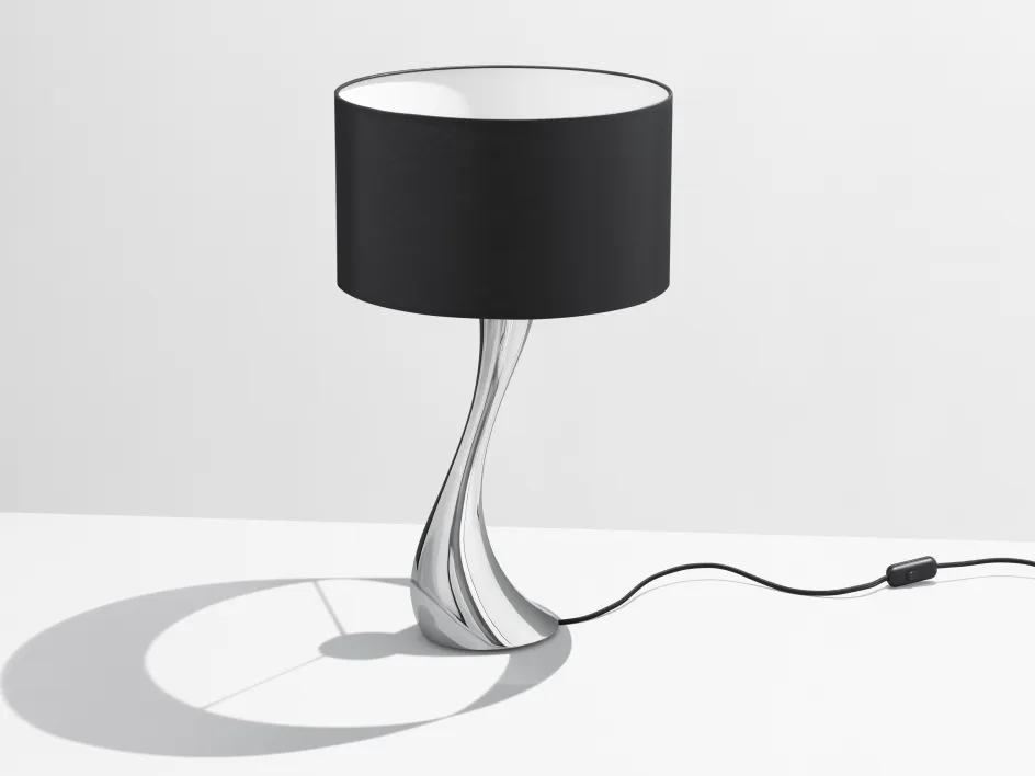 Hot Georg Jensen Cobra Bordlampe H46 cm, Blankt Stål/Sort