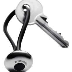 New Georg Jensen Ellipse Nøglering, Blankt Stål/Sort