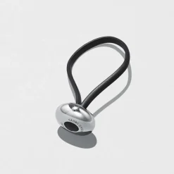 New Georg Jensen Ellipse Nøglering, Blankt Stål/Sort