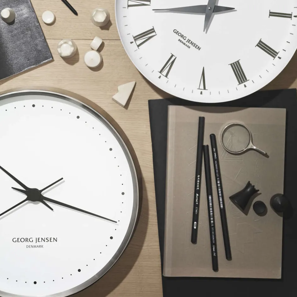 Outlet Georg Jensen Henning Koppel Vægur , Blankt Stål/Hvid