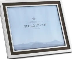 New Georg Jensen Manhattan Billedramme 30x25 cm, Blankt Stål/Læder