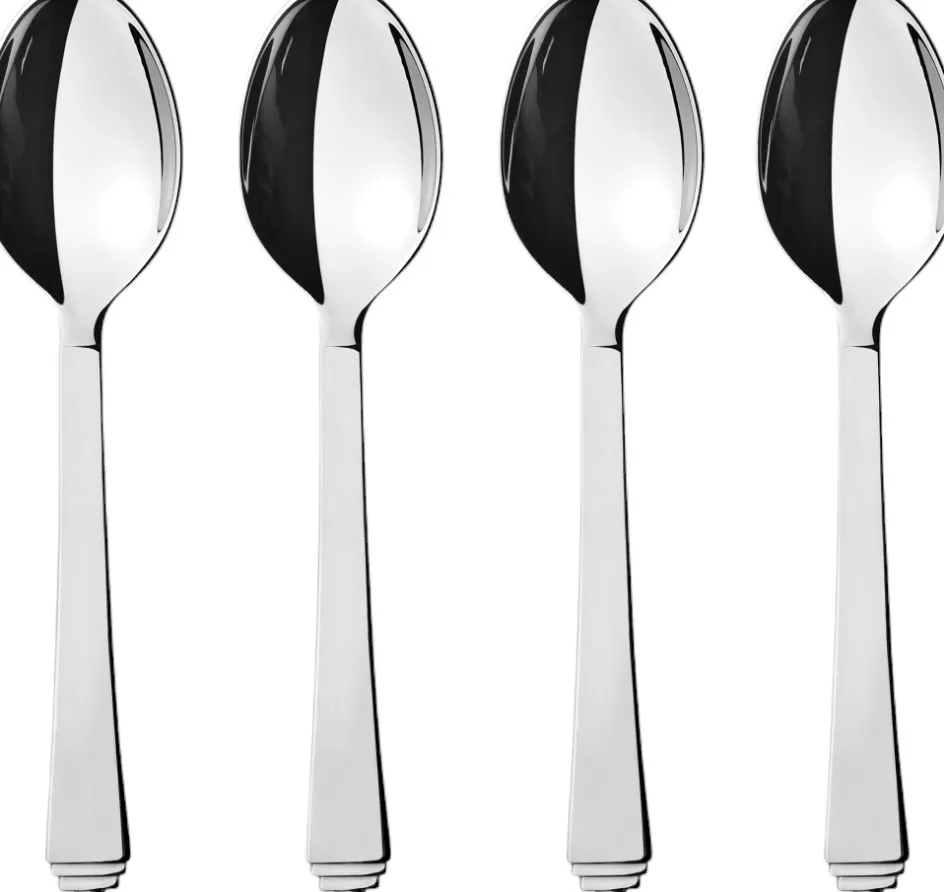 Clearance Georg Jensen Pyramid Teskeer Stor 4 stk, Blankt Stål