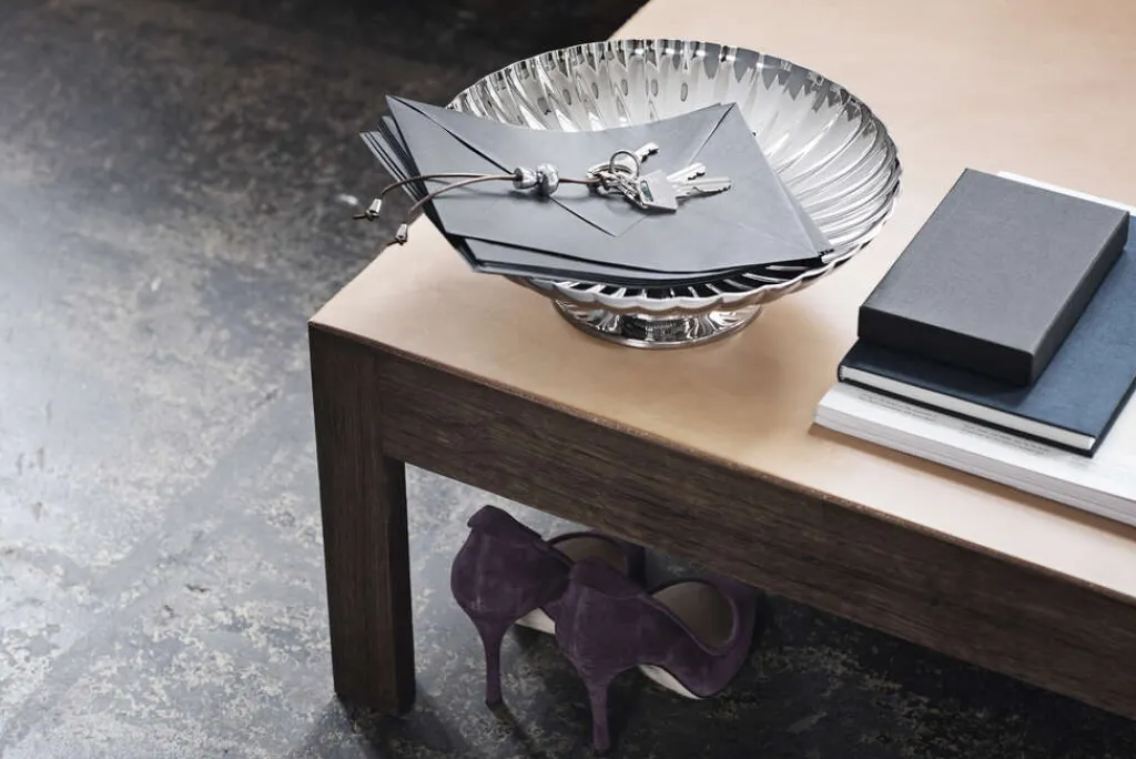 Georg Jensen Stue|Pynteskåle Og Fade > Bernadotte Fad på Fod 28 cm, Blankt Stål