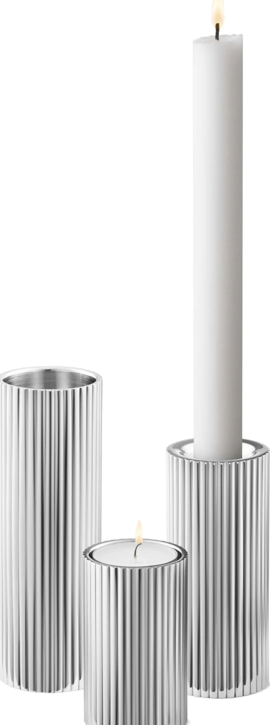 Hot Georg Jensen Bernadotte Fyrfads- og Lysestage S/M/L 3 stk, Blankt Stål