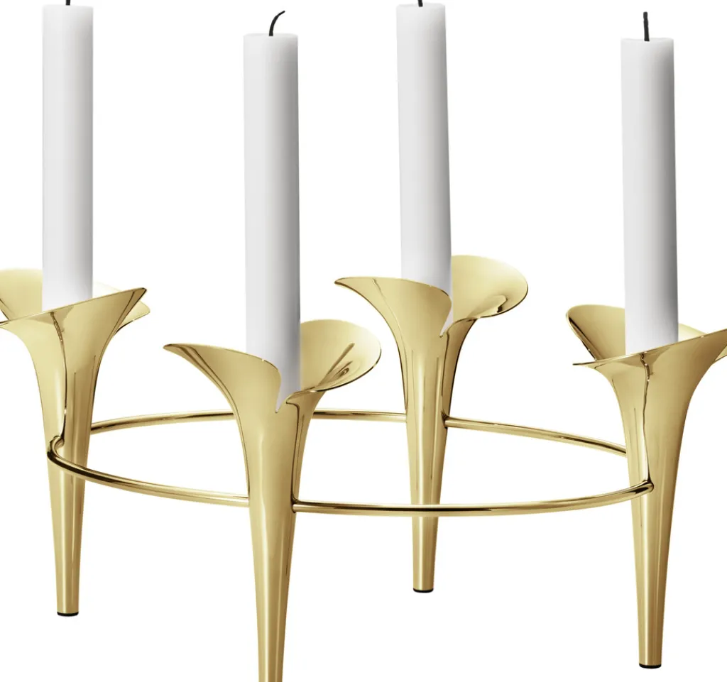 Georg Jensen Lysestager > Bloom Lysestage H15 cm, Guldbelagt