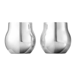 New Cafu Fyrfadsstage 2 stk. H5,8 cm, Blankt Stål Fyrfadsstager