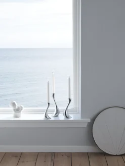 Outlet Georg Jensen Cobra Lysestage , Blankt Stål