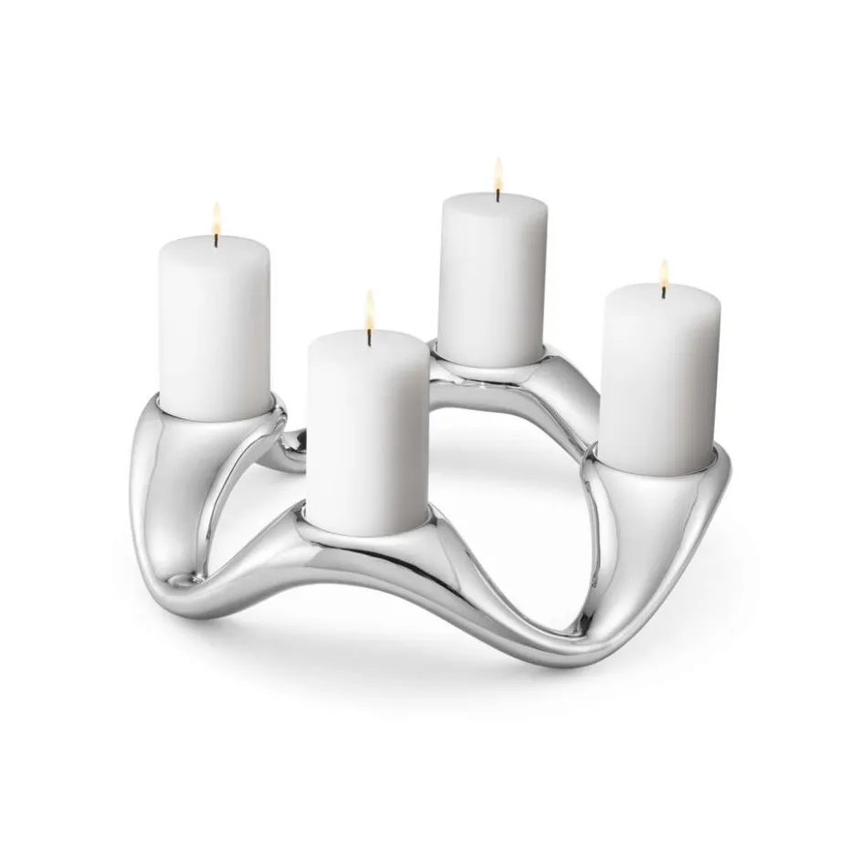 Outlet Georg Jensen Cobra Lysestage Ø33 cm, Blankt Stål