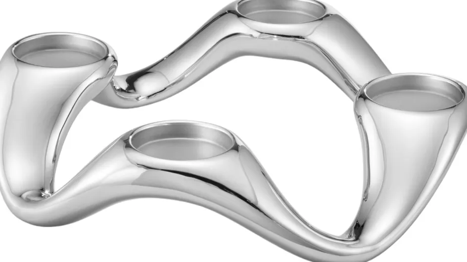Outlet Georg Jensen Cobra Lysestage Ø33 cm, Blankt Stål