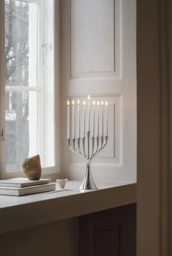 Georg Jensen Lysestager > Cobra Menorah-lysestage H27 cm, Blankt Stål