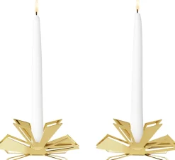 New Georg Jensen Kertelysestage 2 stk H3,7 cm, Guldbelagt