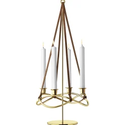 New Georg Jensen Season Forlænger til Lysestage 60 cm, Forgyldt/læder