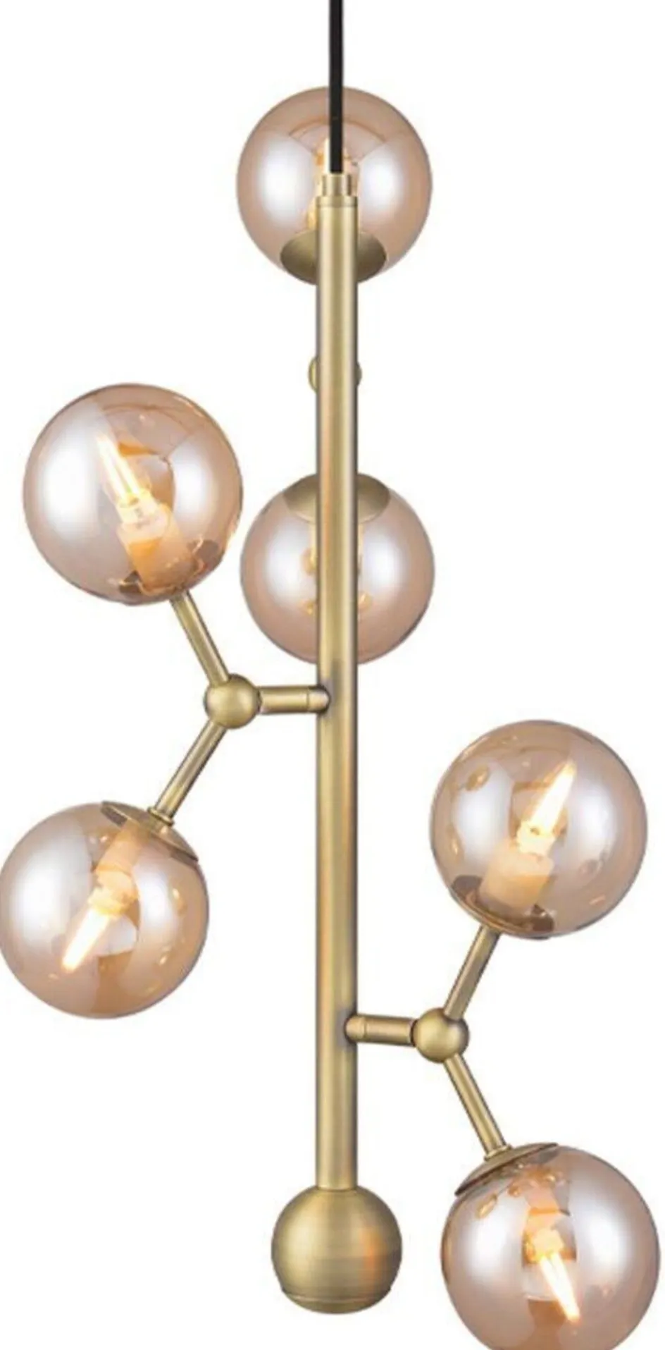 Hot Halo Design Atom Vertical Lysekrone Ø30 cm, Amber/Antique Messing