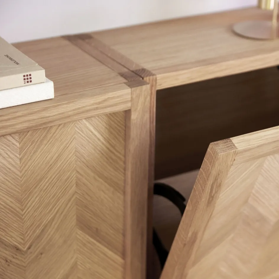 Outlet Hübsch Herringbone Skoskab 50 cm, Eg